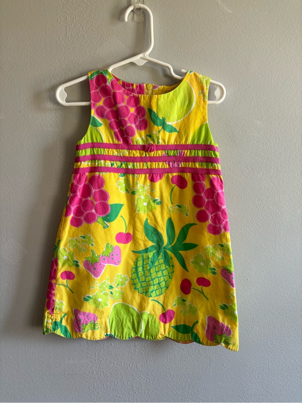 Vintage Lilly Pulitzer Yellow Dress with Pink & Green Tropical Fruit Print